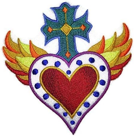 Hearts Hearts Hearts Milagro Healting [לב, צלב ולבות מילגרו] ברזל רקום על תיקון/תפירה [5.21 * 4.88] [תוצרת ארהב]